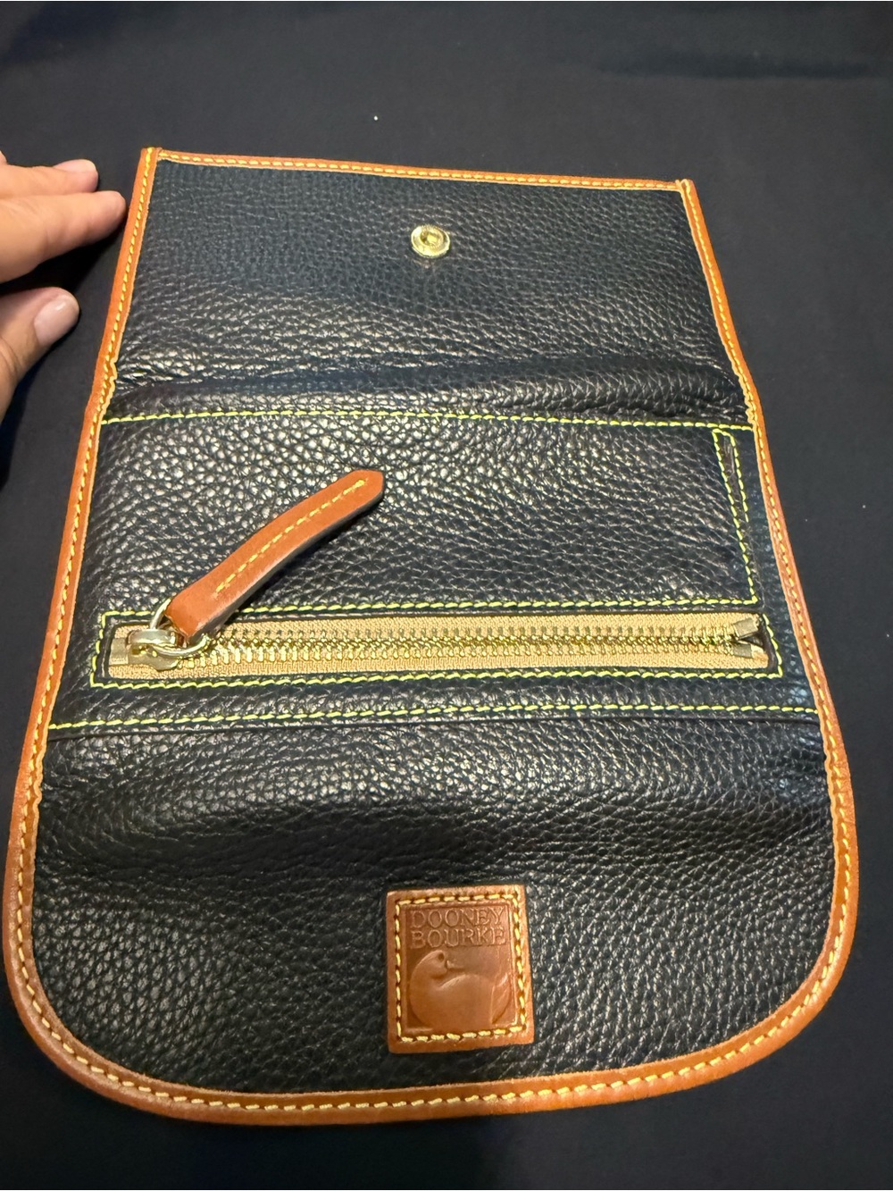 Dooney & Bourke Black Pebbled Leather Wallet with Cognac Trim - Picture 5 of 5